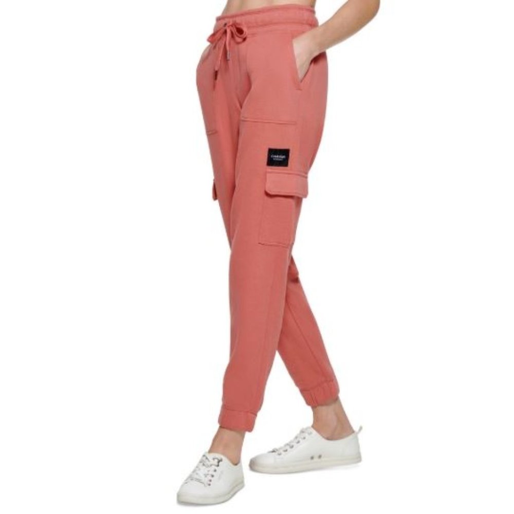 Calvin Klein Performance Women's Slim-Fit Cargo Jogger Pants, Mojave, XL